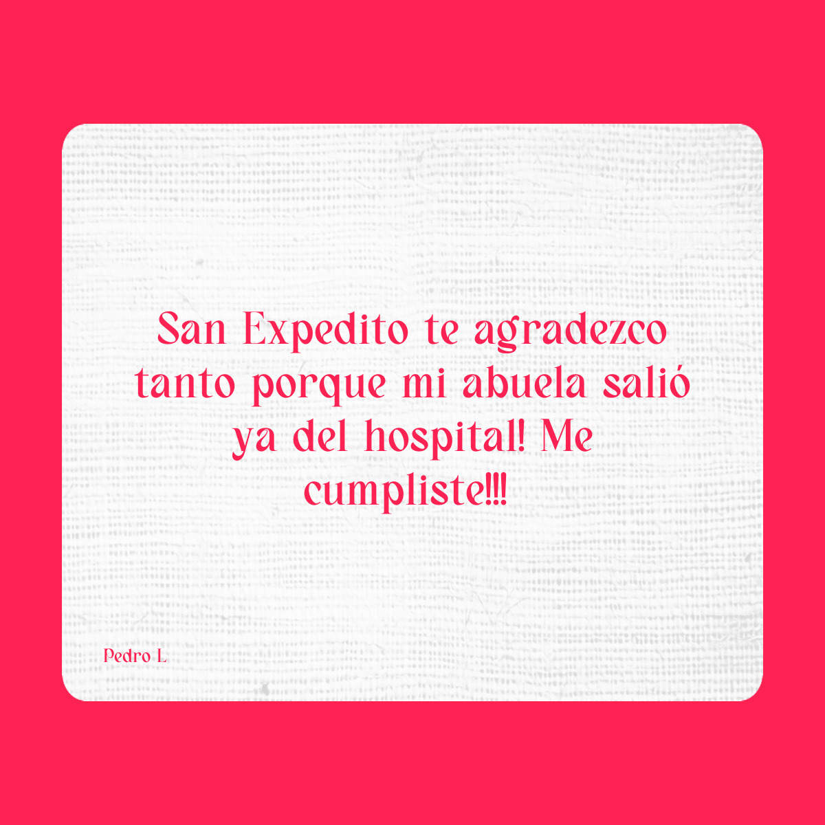 Agradecimiento a San Expedito